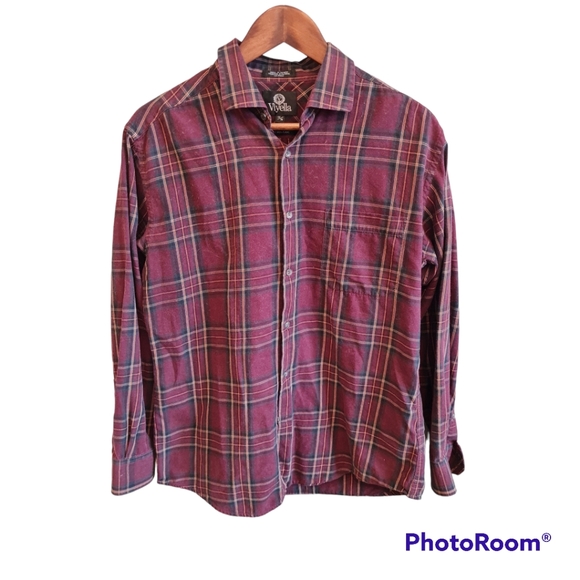Vintage Viyella Cotton & Wool Blend Button Down Checker Plaid Shirt - Picture 1 of 7